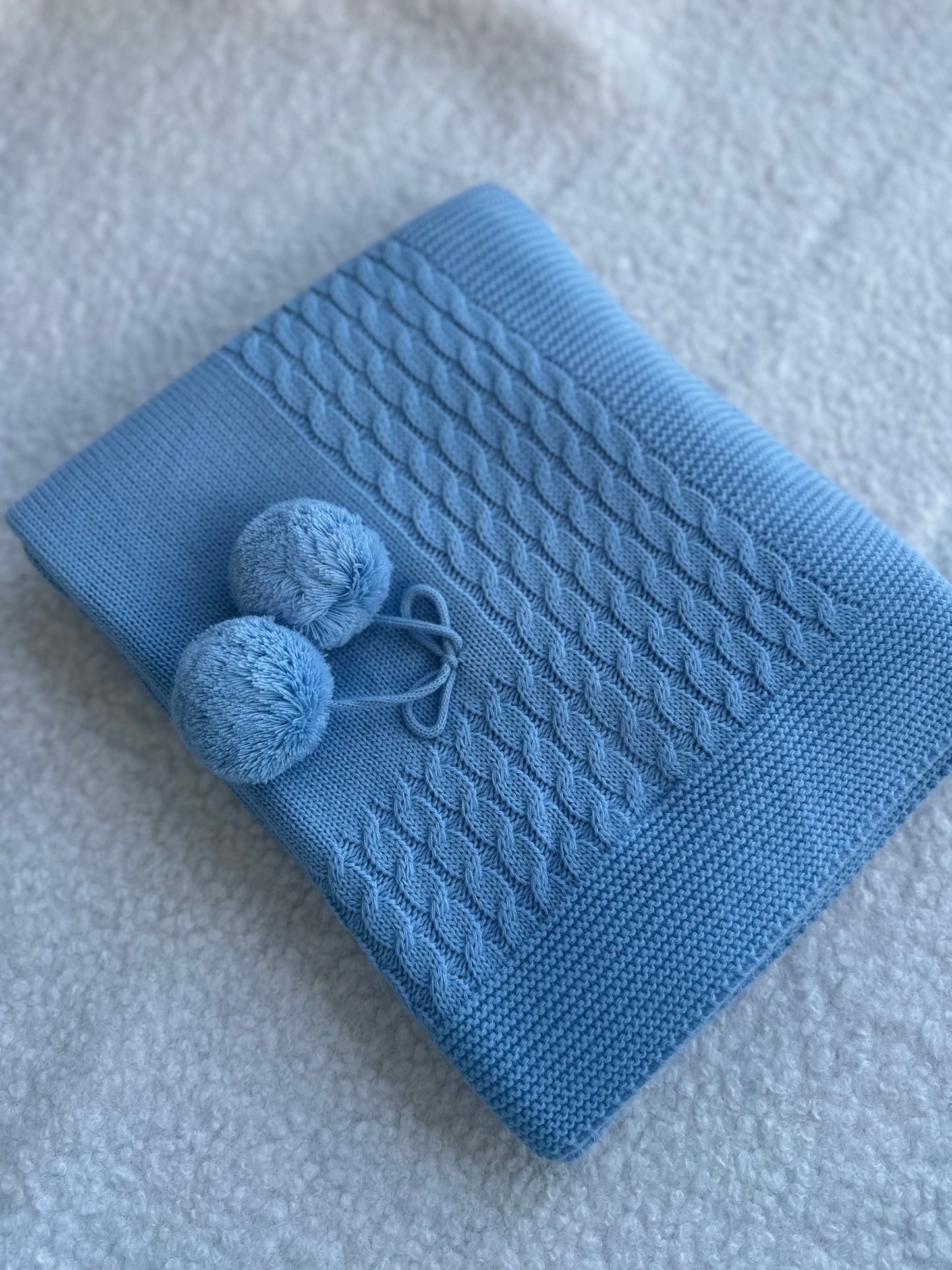 Cotton socks pom pom blanket