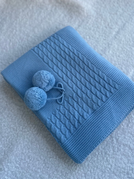 Cotton socks pom pom blanket